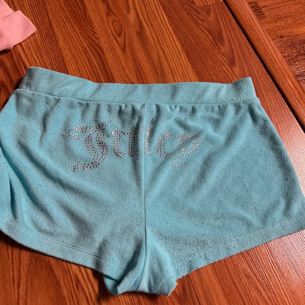 Juicy couture x forever 21 bling rhinestone booty shorts size small blue color